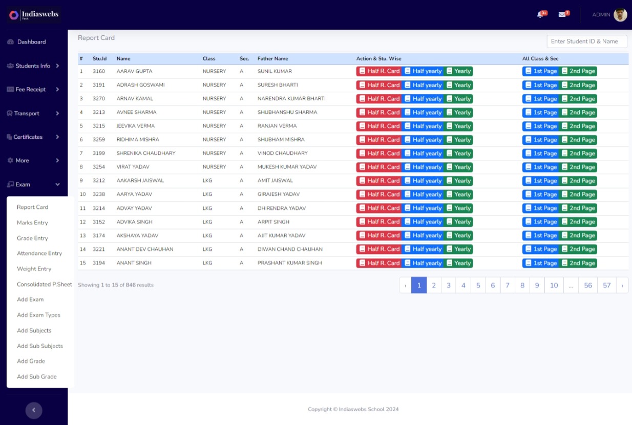 Exam & Report Card Management for Schools.